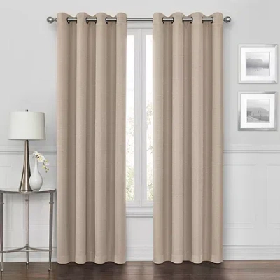 Max Blackout Prescott Grommet Top 100% Blackout Single Curtain Panel In Brown