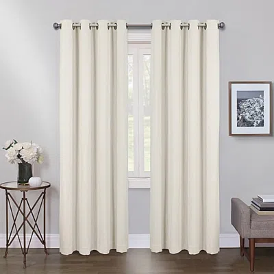 Max Blackout Terrace Chenille Grommet Top 100% Blackout Single Curtain Panel In Beige