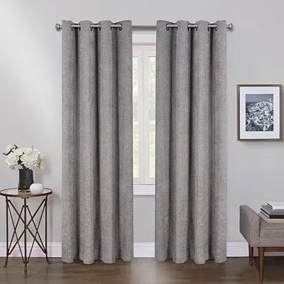 Max Blackout Terrace Chenille Grommet Top 100% Blackout Single Curtain Panel In Gray