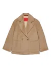 Max E Co Short Beige Wool Coat  In Brown