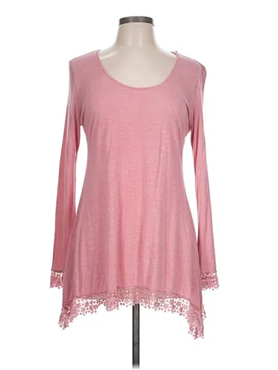Pre-owned Max Edition Long Sleeve Top Pink Scoop Neck Tops