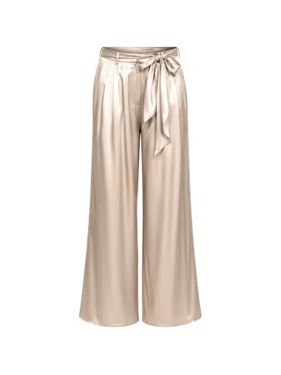 Max Et Moi Barni Satin-finish Bow-detail Trousers In Neutral