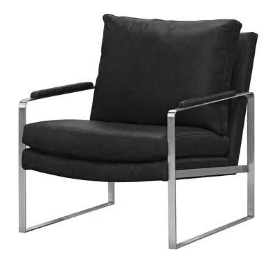 Max Home Everett Leather Accent Chair In Telluride Carbon