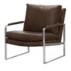 Max Home Everett Leather Accent Chair In Telluride Chestnut