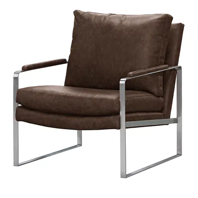 Max Home Everett Leather Accent Chair In Telluride Chestnut