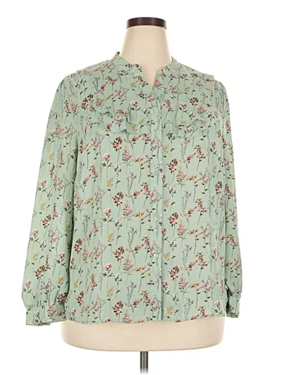 Pre-owned Max Long Sleeve Blouse In Green