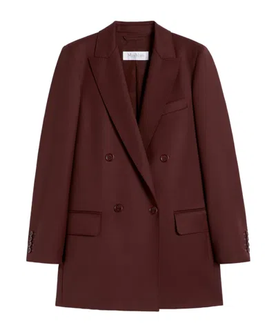 Max Mara - Double-breasted Wool Blazer In Brown