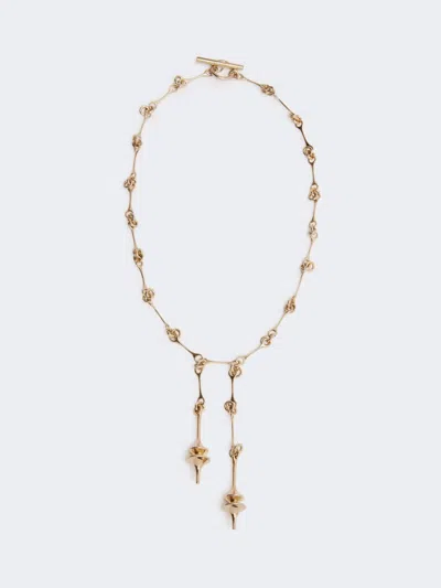 Max Mara - Long Necklace With Double Pendant In Gold
