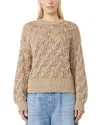 Max Mara 1 Pilade Crewneck Cable Knit Sweater In Brown