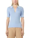 Max Mara 1 Uberta Embellished Polo Top In Blue