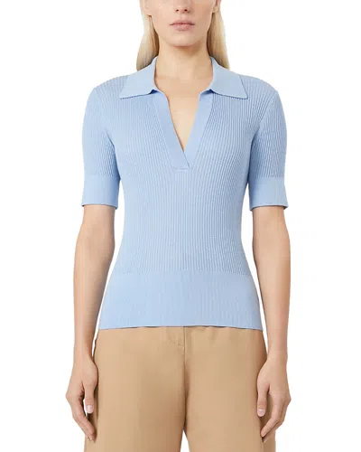 Max Mara 1 Uberta Embellished Polo Top In Blue