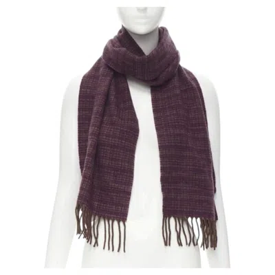 Pre-owned Max Mara 100% Cashmere Brown Purple Woven Tassel Fringe Scarf