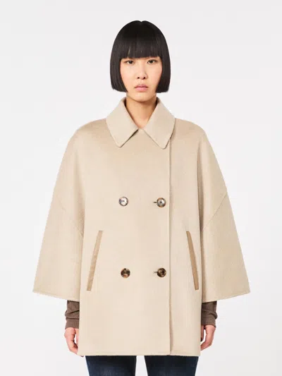 Max Mara 100% Cashmere Cloak In Neutral