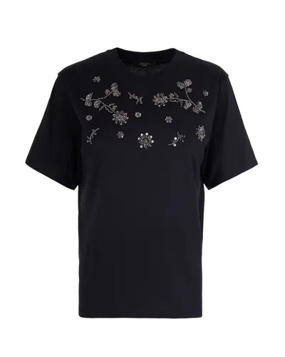 Max Mara 100% Cotton Knit T-shirt In Nero