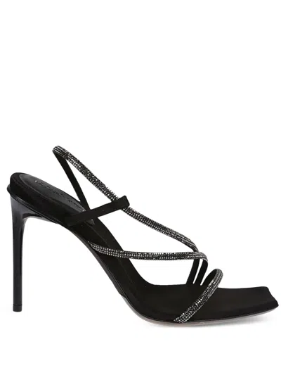Max Mara 100mm Rhinestone-embellished Slingback Sandals In Black