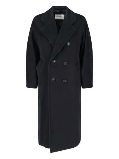 Max Mara 101801 Double-breasted Coat In Black