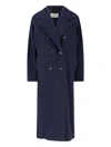 Max Mara 101801 Double-breasted Coat In Blue