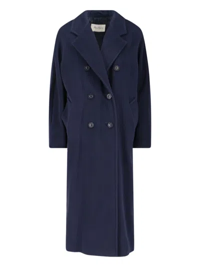 Max Mara 101801 Double-breasted Coat In Blue