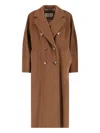 Max Mara 101801 Double-breasted Coat In Brown