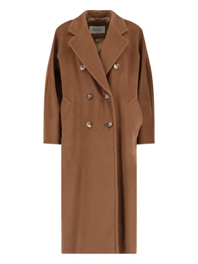 Max Mara 101801 Double-breasted Coat In Brown