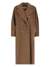 Max Mara "101801" Double-breasted Coat Brown In Brown