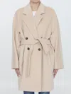 Max Mara Oversized Wool And Cashmere Coat With Lapel Collar And Kimono Sleeves In Beige
