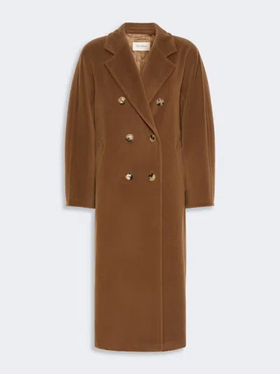 Max Mara Madame Icon Long Wool Cashmere Coat In Brown