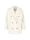 Max Mara Double-breasted Jacket Featuring Notched Lapels In White