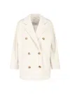 Max Mara Double-breasted Jacket Featuring Notched Lapels In White