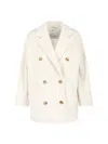 Max Mara Ivory Wool Blend Rebus Coat In White