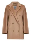 Max Mara Double-breasted Lapel-collar Coat In Sand