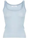 Max Mara Semi-sheer Fine-ribbed Top In Blue