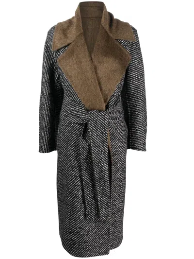 Max Mara Reversible Belted Mid-length Coat In 黑色