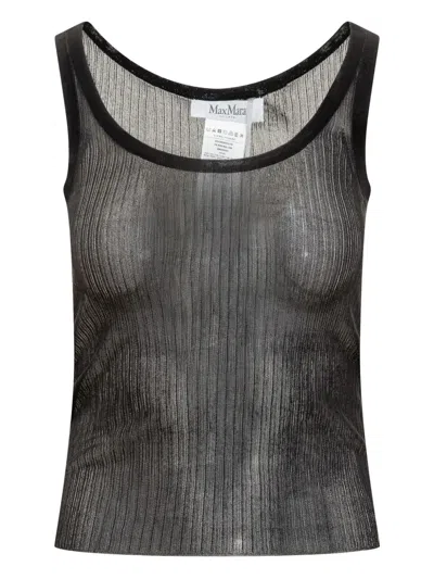 Max Mara Silk Top In 黑色