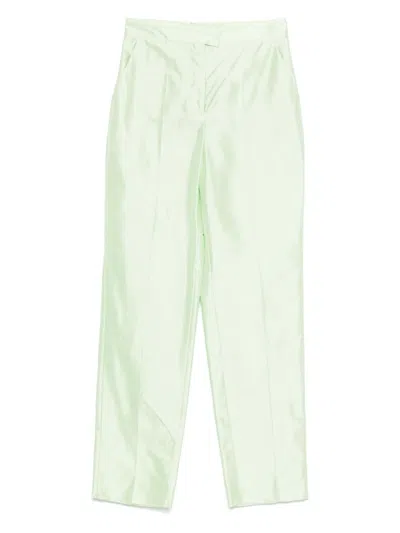 Max Mara Silk High-waisted Trousers In Green