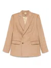 Max Mara Double-breasted Wool Jacket Back Vent In Brown