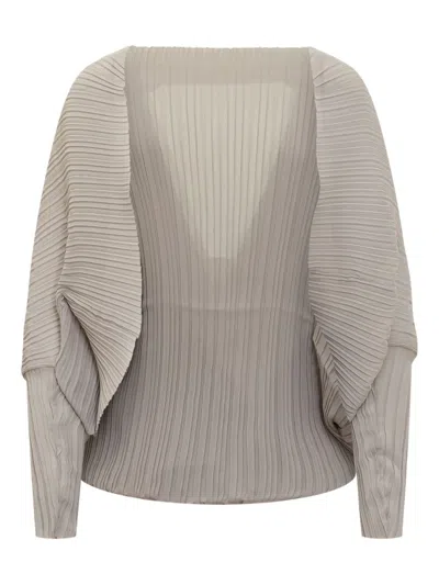 Max Mara Pleated Bomber Jacket In Gray