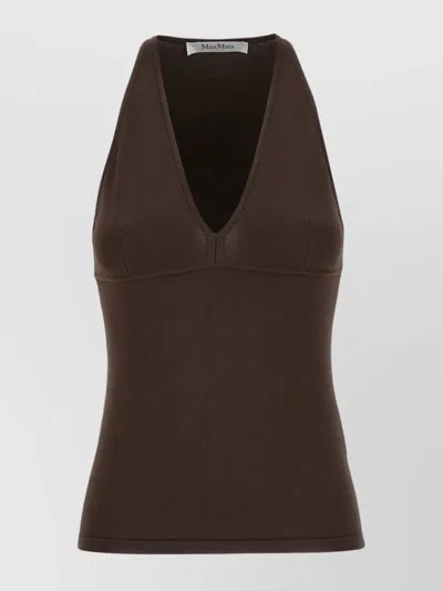 MAX MARA '1234 ARMIDA' FITTED SLEEVELESS V-NECK TOP