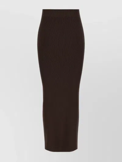 Max Mara '1234' High Waist Ribbed Texture Skirt In Brown