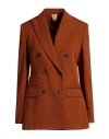 Max Mara Woman Blazer Rust Size 6 Virgin Wool, Elastane