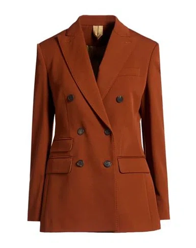 Max Mara Woman Blazer Rust Size 6 Virgin Wool, Elastane