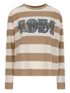 Max Mara Wool Sweater With Embroidered Stripes And Crew Neck In Brown