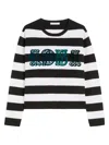 Max Mara Striped Cream Wool Sweater With Embroidered Logo Detail