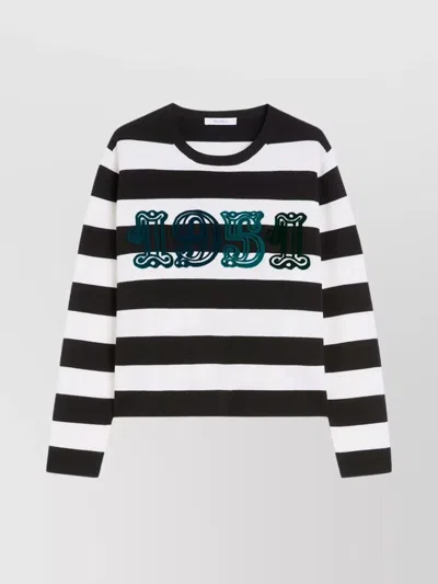 MAX MARA 1951 STRIPED WOOL SWEATER EMBROIDERY