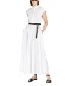 Max Mara Bairo Tiered Cap-sleeve Cotton Midi Dress In Optical White