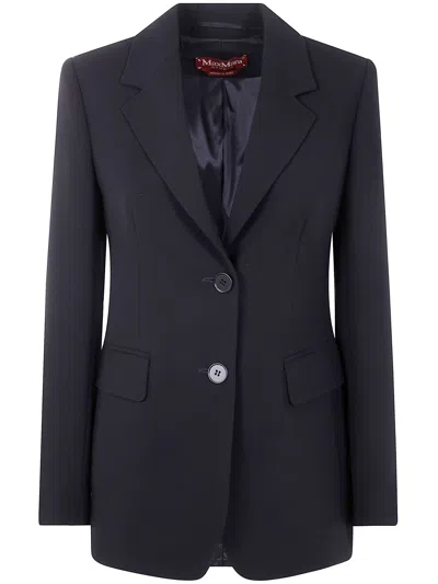 Max Mara Single-breasted Wool Broadcloth Blazer In Black