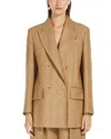 Max Mara Gerla Double Breast Linen Blazer In Tobacco