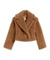 Max Mara 2-in-1 Cropped Gilet In Teddy Fabric In Brown