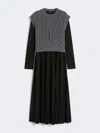 Max Mara 2-in-1 Jersey And Wool Knit Dress In Gray