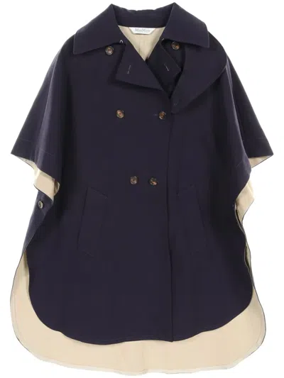 Pre-owned Max Mara 2000s Cotton Cape In Blue